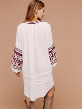 Load image into Gallery viewer, National Style Inwrought Floral-Print Deep V Neck Loose Bohemia Dress