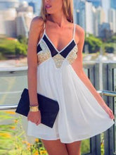 Load image into Gallery viewer, Summer New Stitching Contrast Color Sexy Sling Backless Dress