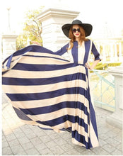Load image into Gallery viewer, Elegant Stripe Print Retro Big Swing Long Chiffon Dress