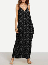 Load image into Gallery viewer, Cool Black Bohemia Spaghetti Straps V Neck Maxi Dress
