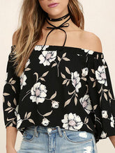 Load image into Gallery viewer, Fashion Floral Off Shoulder 3/4 Sleeve Blouse Shirt Tops