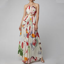 Load image into Gallery viewer, Spring/Summer New Women&#39;s Dress iNew Slim Slim Strap Stitching Printed Long Skirt Beach Dress