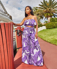 Load image into Gallery viewer, SEXY PRINTING STRAPLESS FLOUNCE TOP WIDE-LEG TROUSERS SUIT