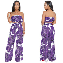Load image into Gallery viewer, SEXY PRINTING STRAPLESS FLOUNCE TOP WIDE-LEG TROUSERS SUIT