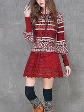 Load image into Gallery viewer, Autumn Retro Hollowed Out Ruffled Knit Mini Dress