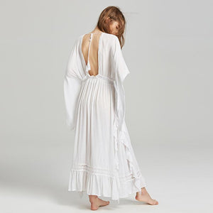 BOHO DEEP-V HIGH-WAISTED BACKLESS LONG DRESS