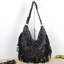 Load image into Gallery viewer, Pure Sheepskin Bohemian Soft Color and Black Tassel One Shoulder Crossbody Bag