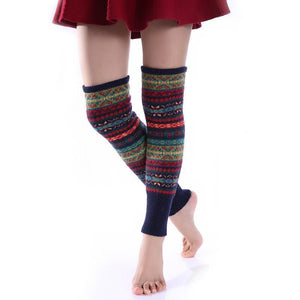 Bohemia Knit Leg Warmers Knitted Over Knee-high Stocking