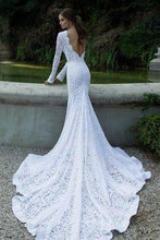 Load image into Gallery viewer, White Lace Long Sleeve Backless Full Length Maxi Dress