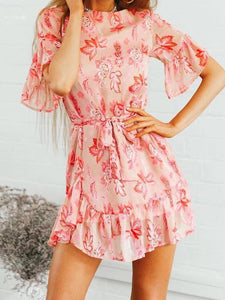 Chiffon Printed Summer Beach Mini Dress