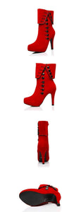 Suede-breasted high-heeled ankle boots