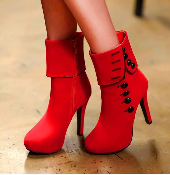 Suede-breasted high-heeled ankle boots