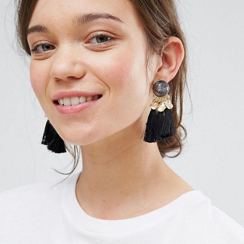 Geometric tassel earrings ethnic exaggerated retro wild tassel earrings