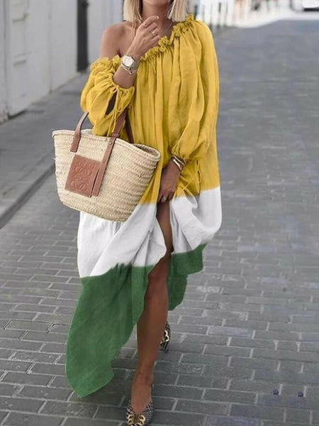 Fashion Casual Printed Long Sleeve Loose Dress