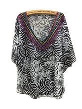 Load image into Gallery viewer, Fashion Black Stripe V Neck Shawl Cover-up Tops