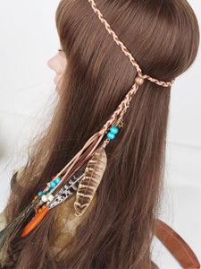Bohemian Gypsy Handmade Peacock Feathers Beads Headwear Accessories