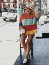 Load image into Gallery viewer, Colorful Knit Loose Long Sleeve Sweater