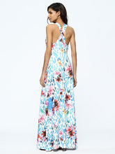 Load image into Gallery viewer, Floral Print Sleeveless Deep V Neck Bohemia Maxi Dress