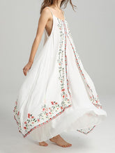 Load image into Gallery viewer, Spaghetti Strap Print Embroidered Bohemia Beach Maxi Dress