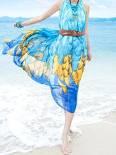 Load image into Gallery viewer, Chiffon Printed Sleeveless Plus Size Bohemia Beach Maxi Dress