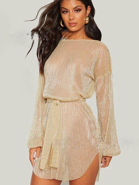 Sexy Mesh Gauze High Waist Straps Irregular Dress