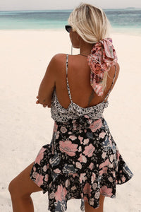 Print Spaghetti Strap Beach Boho Mini Dress