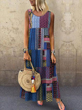 Load image into Gallery viewer, Bohemian Splicing Round Neck Sleeveless Maxi Dresses
