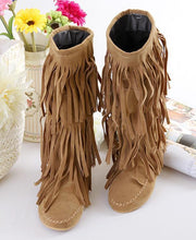Load image into Gallery viewer, Flat tassels casual women s shoes in the tube female boots large size 40-43 yards