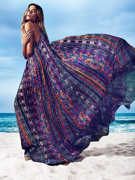 Print Sleeveless Beach Bohemia Maxi Dress