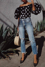 Load image into Gallery viewer, Polka Dot Off Shoulder T Shirt Blouse