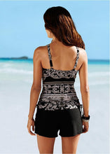 Load image into Gallery viewer, Conservative Large Size Split Flat Angle Print Swimsuit
