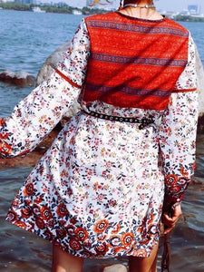 Bohemia Floral V Neck Beach Mini Dress