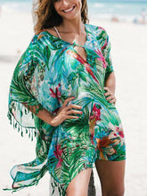 Load image into Gallery viewer, Chiffon Green Flower Loose Beach Sunscreen Cover-Up