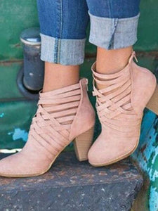 2018 New Bandage Mid-heel Boots Shoes