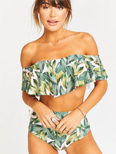 Load image into Gallery viewer, Strapless High Waist Floral Printed Off-the-shoulder Ruffled Swimsuit