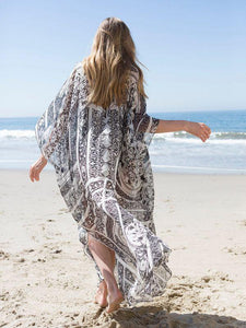 Oversized Chiffon Beach Blouse Holiday Sun Protection Cover-Up