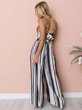 Load image into Gallery viewer, Spaghetti Strap Stripe Wide Leg Pants Jumpsuit