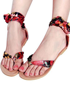 Women Sandals Flip Flop Flower Retro Fashion Bohemia Style