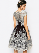 Load image into Gallery viewer, Elegant Lace Cap Sleeve Midi Dress Evening Dress