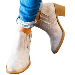 Women Vintage Large Size Round Ankle Boots