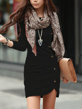 Load image into Gallery viewer, Round Neck Long Sleeve Autumn Bodycon Mini Dress