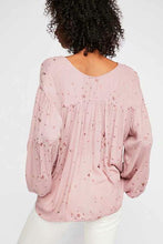 Load image into Gallery viewer, Pink V Neck Long Sleeve Loose Casual T Shirt Blouse