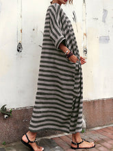 Load image into Gallery viewer, Casual Oversized Striped Round Neck Pocket Long Dress