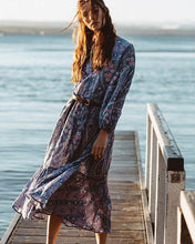 Load image into Gallery viewer, Print V Neck Long Sleeve Bohemia Maxi Dress