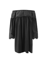 Load image into Gallery viewer, Women Lace Collar Long Sleeve Dress Short Skirt