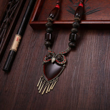 Load image into Gallery viewer, Tibetan ethnic wind wooden beads necklace sweater chain dance pendant