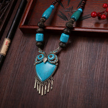 Load image into Gallery viewer, Tibetan ethnic wind wooden beads necklace sweater chain dance pendant