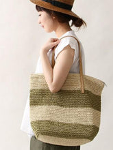 Load image into Gallery viewer, Women&#39;s Straw Bag Holiday Shoulder Woven Bag Beach Bag