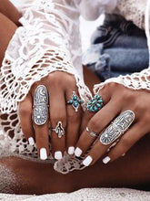 Load image into Gallery viewer, Gypsy Bohemian Wide Edition Retro Carved Truffle Cactus Sun Moon Geometry Ring