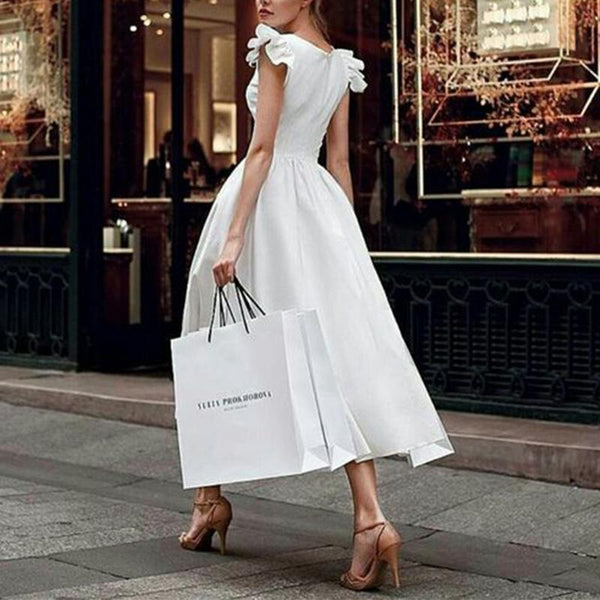 Elegant Round Neck Ruffles Maxi Dress